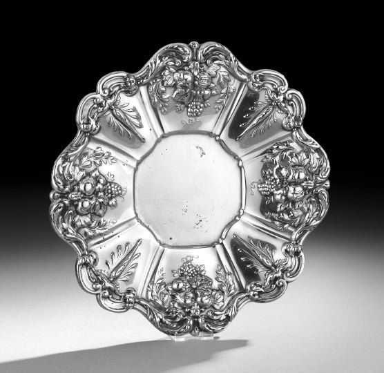 Francis I Sterling Silver Sandwich Plate: Reed & Barton "Francis I" Sterling Silver Sandwich Plate, the pattern designed in 1907 by Ernest Meyers, Taunton, Massachusetts, dia. 11-1/4", 14.98 t. oz.