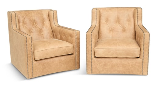 Pair of Berhnardt "Candace" Swivel Armchairs