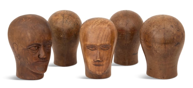 Collection of Five Antique Milliner's Heads