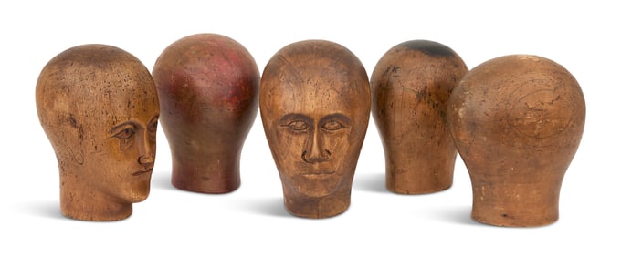 Collection of Five Antique Milliner's Heads