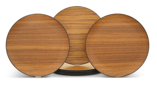 Set of Twelve "Teak" Laminate Chargers