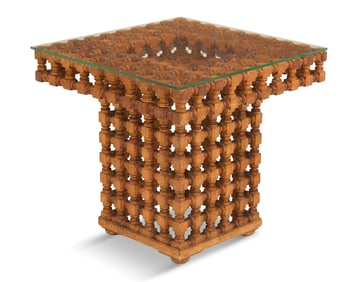 Moroccan Beech and Glass-Top Table