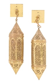 Pair of Moroccan Brass Lantern Sconces