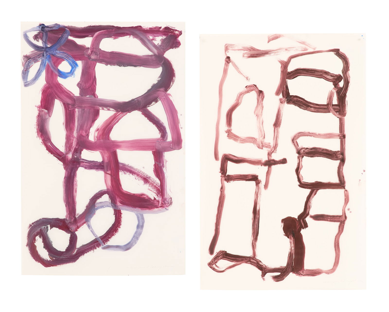 Margaret Evangeline (US/Louisiana, b. 1943): Margaret Evangeline(American/Louisiana, b. 1943)"Halo I""Halo II"pair of oils on glassine papereach pencil-signed lower right.Unframed.each 37" x 25-1/2"