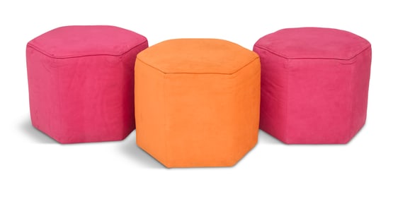 Three Kravet Hexagonal Stools