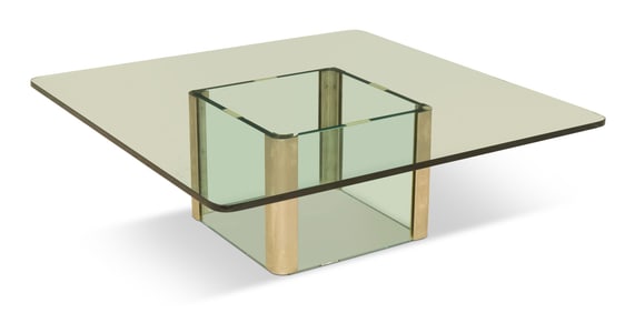 Glass and Satin Nickel-Plated Brass Coffee Table