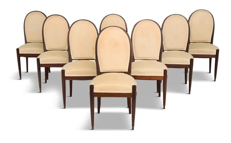 Eight French Art Deco Mahogany Dining Chairs