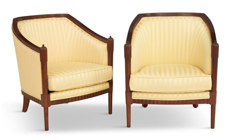 Pair of Mahogany Tub Chairs in the Art Deco Taste