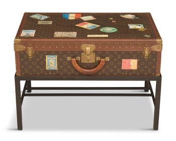 Vintage Louis Vuitton Leather and Canvas Suitcase