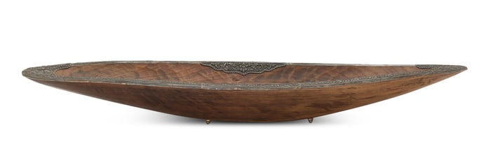 Indian Silver-Mounted Teak Bowl