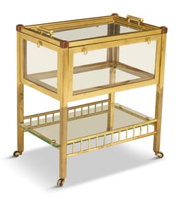 Art Deco Brass and Glass Bar Cart