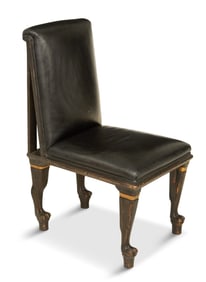 Egyptian Revival Ebonized Leather Chair
