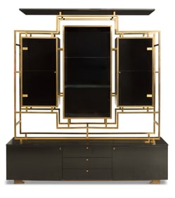 Kim Moltzer Black Lacquer and Brass Cabinet