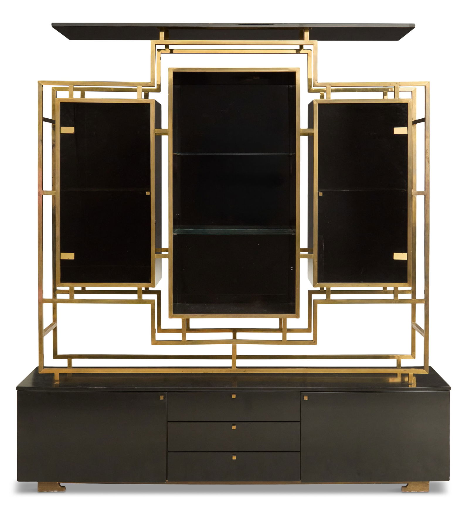 Kim Moltzer Black Lacquer and Brass Cabinet (1 of 3)