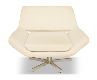 Mid-Century Modern-Style Leather Swivel Chair
