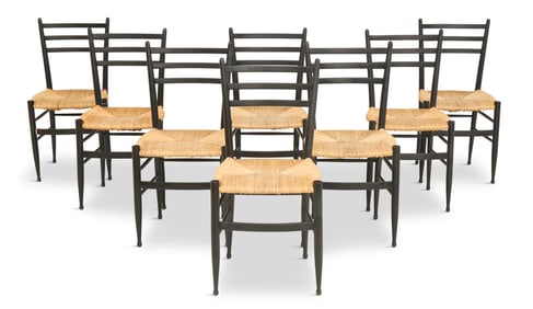 Eight Italian Mid-Century Side Chairs