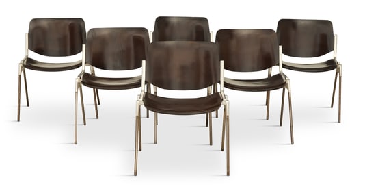 Six Italian Labeled Castelli Stacking Chairs