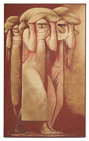 Ricardo Martinez de Hoyos (Mexican, 1918-2009): Ricardo Martinez de Hoyos(Mexican, 1918-2009)"Cargadores de Cal (The Lime Porters)", 1953oil on canvassigned and dated lower left. Registered with Fundacion Ricardo Martinez (FRM000769).Galeria de Art