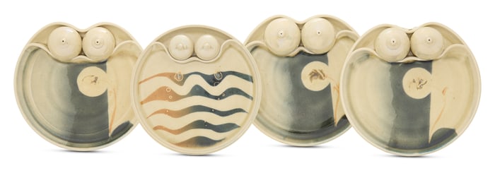 Four Don Montano Art Pottery Plates