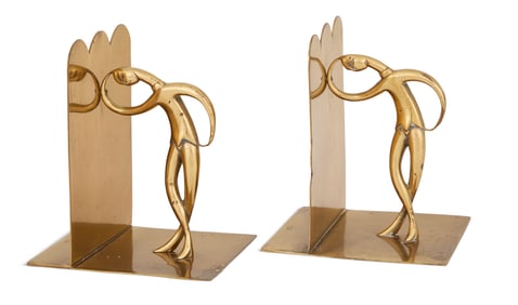 Brass Bookends, Attributed to Franz Hagenauer