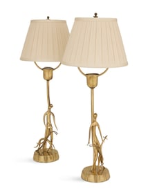 Pair of Karl Hagenauer Brass Boudoir Lamps