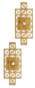 Pair of Roll and Hill Brass "Gridlock" Sconces