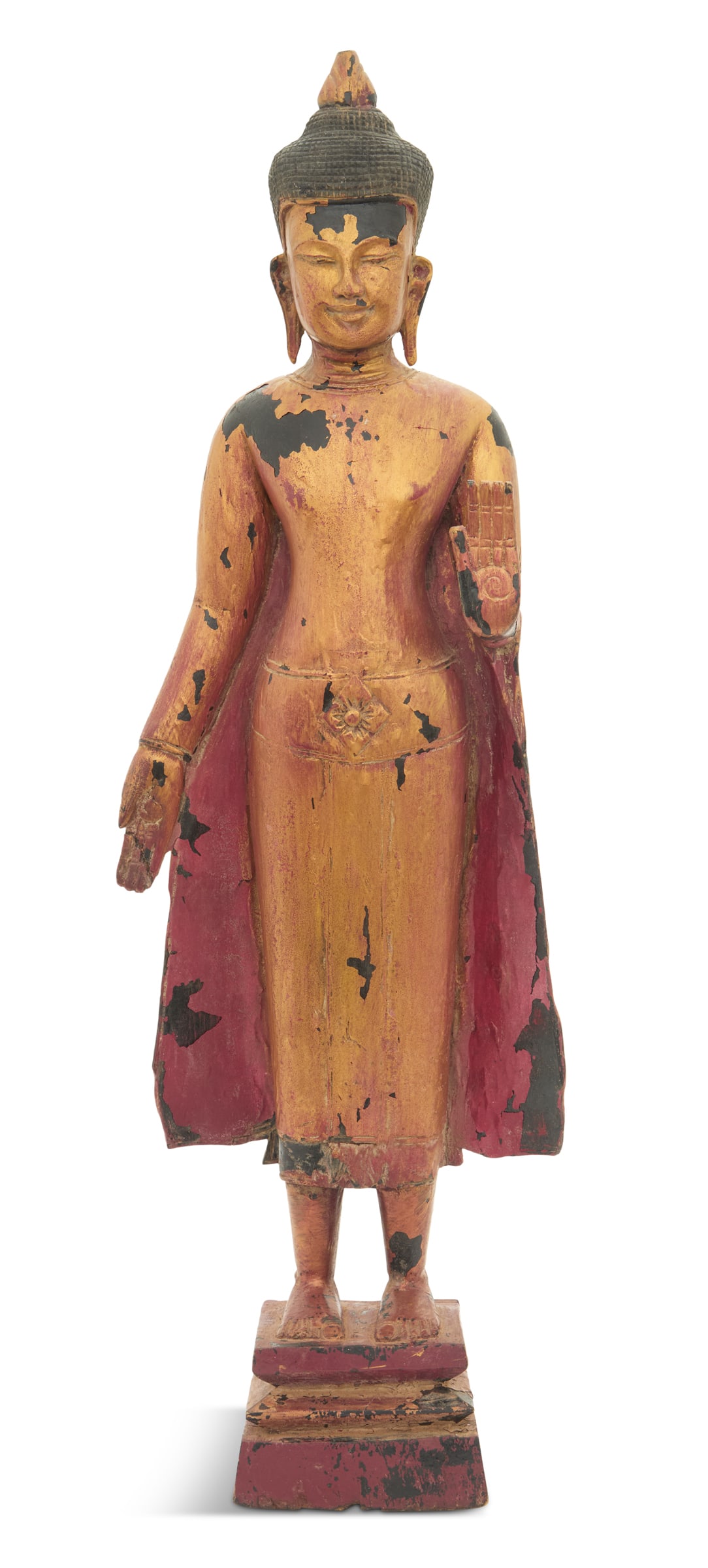 Carved and Painted Wooden Thai Buddha (1 of 4)