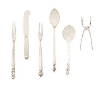 Six Pieces of Georg Jensen Silver Tableware