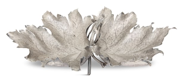 Mario Buccellati Double Grape Leaf Silver Dish