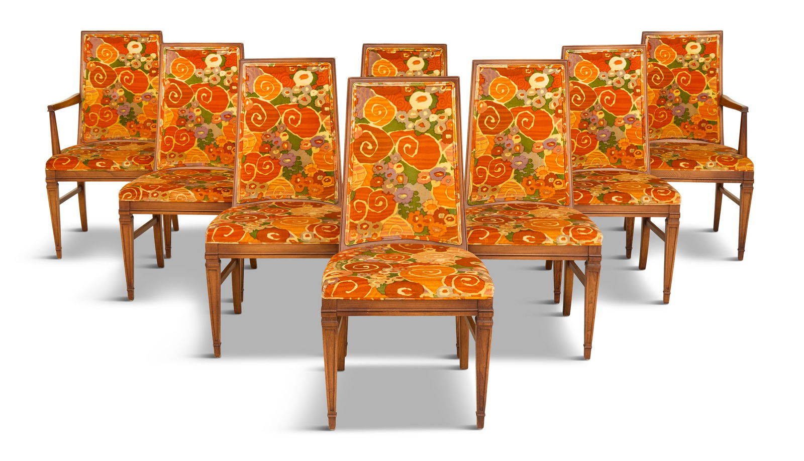 Suite of Eight Mediterranean Pecan Dining Chairs (1 of 3)