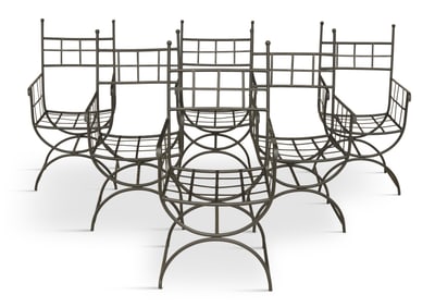 Set of Six Metal Garden Armchairs