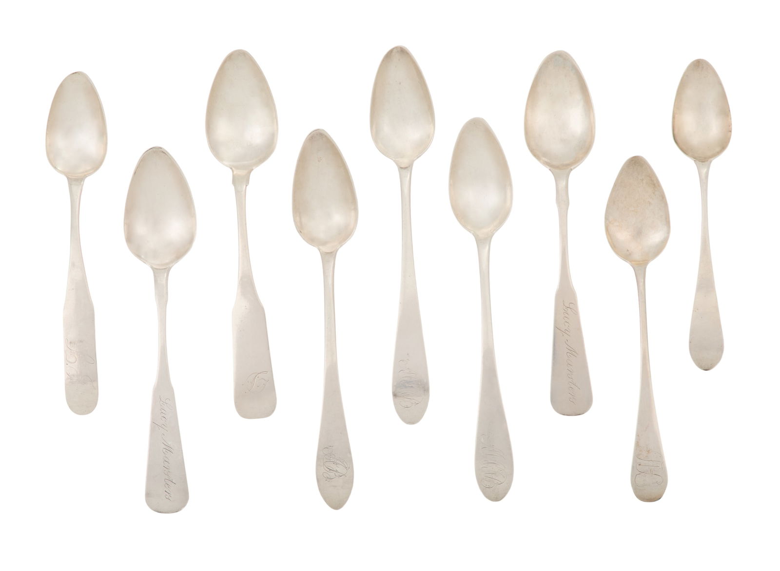 Nine Federal New England Coin Silver Teaspoons (1 of 8)