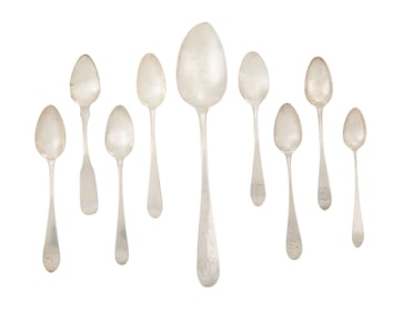 Nine Philadelphia Federal Coin Silver Spoons