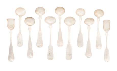 Eleven Coin Silver Salt Spoons/Shovels