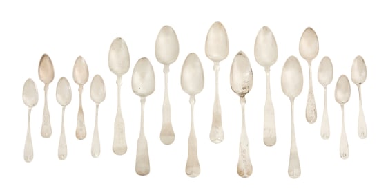 Seventeen Massachusetts Coin Silver Spoons