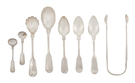 Mid-Atlantic "Fiddle Thread" Coin Silver Flatware