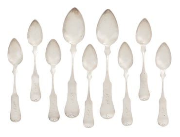 Nine Cincinnati Coin Silver Spoons