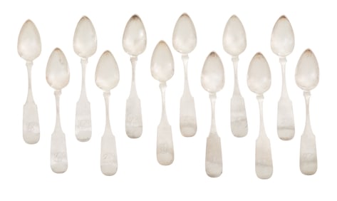 Twelve Philadelphia Coin Silver Teaspoons