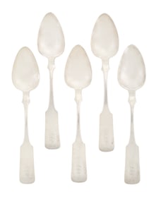 5 Philadelphia "Wreath" Coin Silver Tablespoons