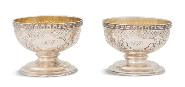 Pair of Philadelphia Coin Silver Salt Cellars