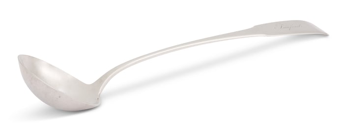 New York "Fiddle" Coin Silver Ladle