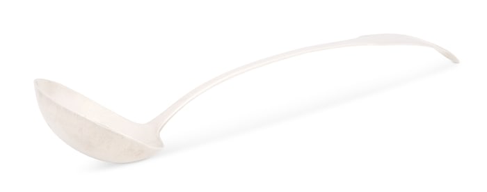 New York "Fiddle & Shell" Coin Silver Ladle