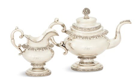 New York Coin Silver Teapot and Cream Jug