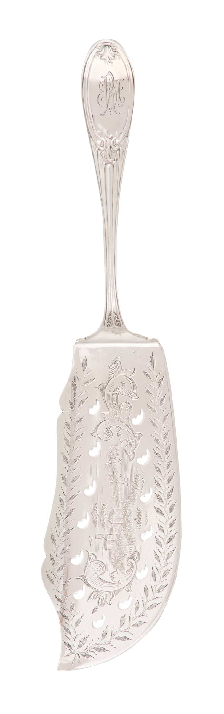 "Olive" Variant Coin Silver Fish Slice: "Olive" Variant Coin Silver Fish Slicedesigned in 1847 by John Chandler Moore (ca. 1803-1874), retailed by Robert Rait (ca 1803-1870), fl. 1836-1855, New York, New York, the scimitar-shaped blade pier