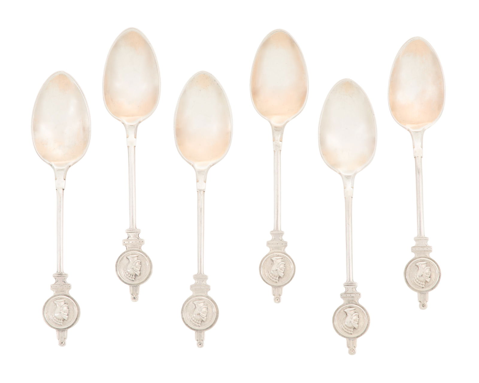 Six "Medallion" Coin Silver Coffee Spoons (1 of 3)