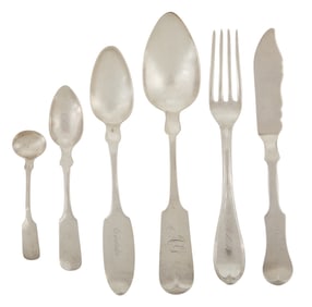 Twelve Pieces of Tennessee Coin Silver Flatware
