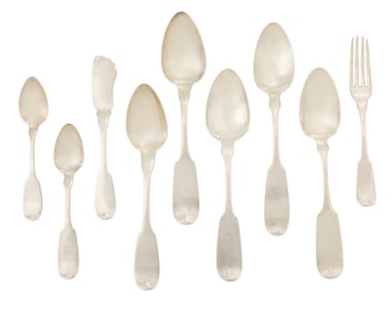 New Orleans "Fiddle" Coin Silver Flatware