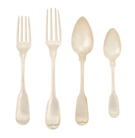 New Orleans "Fiddle Thread" Coin Silver Flatware