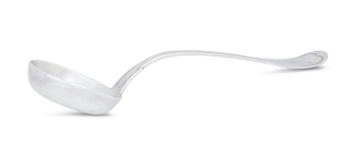 New Orleans "Fiddle Thread" Coin Silver Ladle