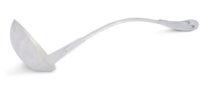 New Orleans "Fiddle Thread" Coin Silver Ladle